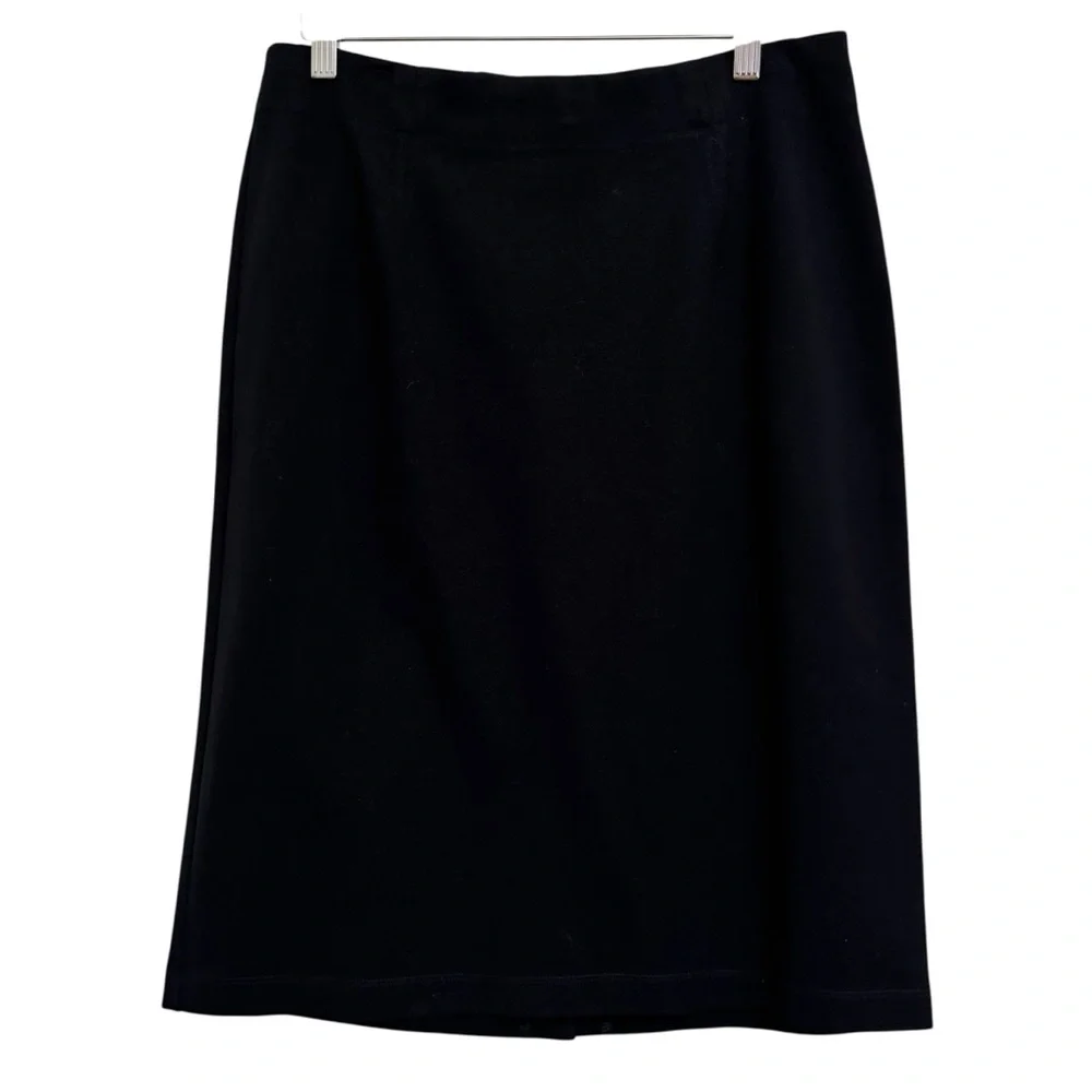 Eileen Fisher Viscose Stretch Ponte Skirt Black Medium